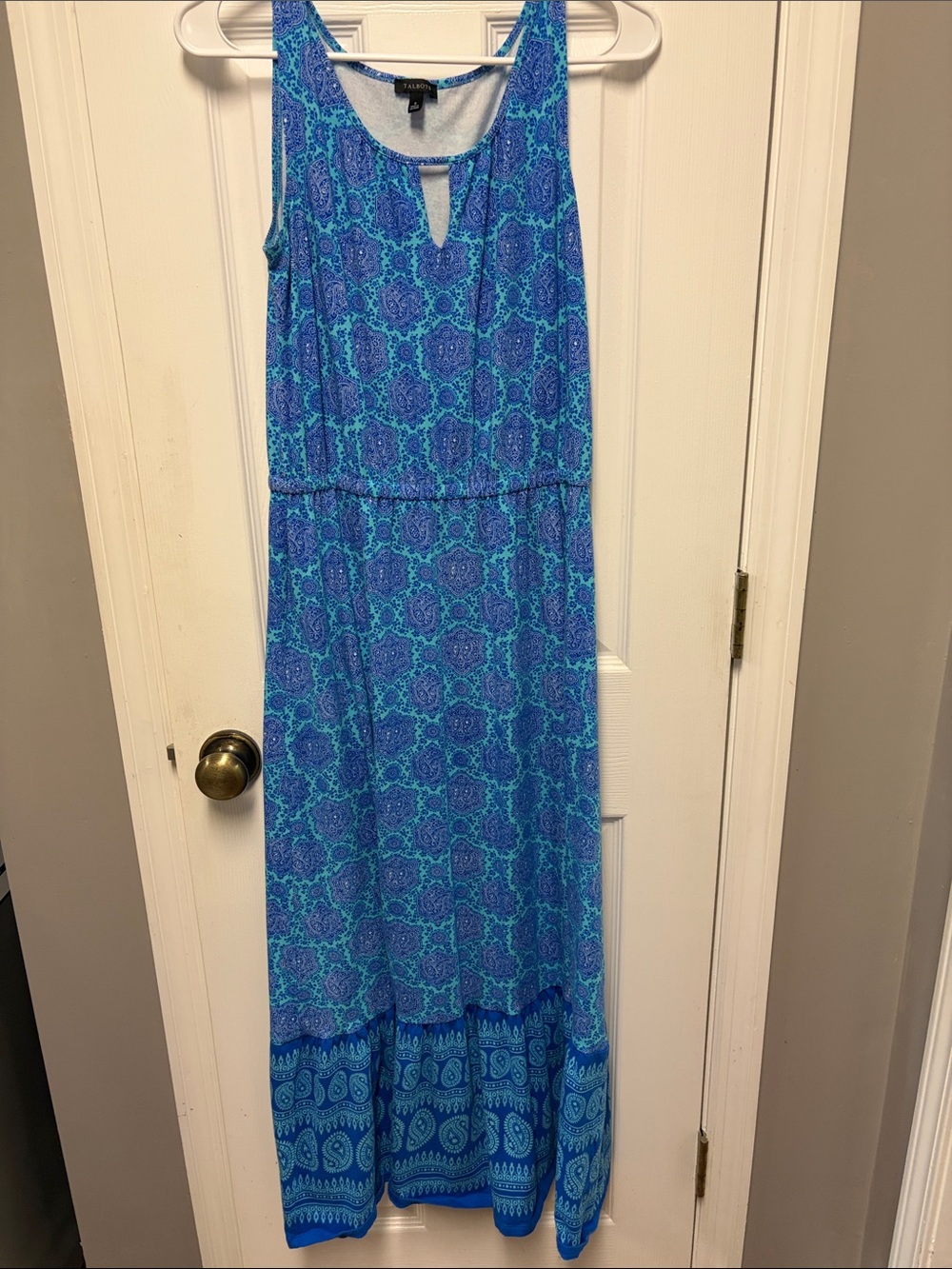 Talbots Blue Patterned Sleeveless Maxi Dress